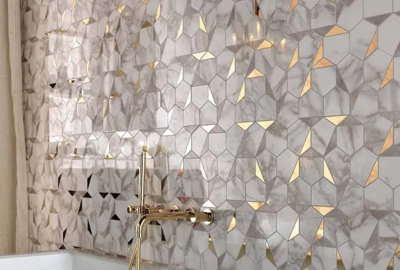 خرید و قیمت کاشی دیواری سفید طلایی